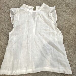 Bella Dahl White Linen ruffle sleeve tunic size L. excellent condition.